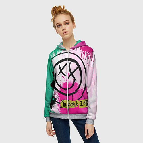 Женская толстовка на молнии Blink-182: Purple Smile / 3D-Меланж – фото 3