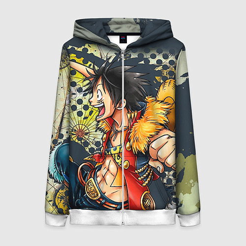 Женская толстовка на молнии One Piece / 3D-Белый – фото 1