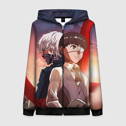 Женская толстовка на молнии Токийский Гуль / 3D-Черный – фото 1