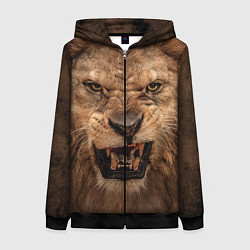 Толстовка на молнии женская Взгляд льва, цвет: 3D-черный