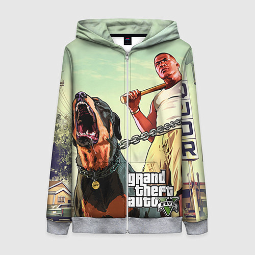 Женская толстовка на молнии GTA 5: Franklin Clinton / 3D-Меланж – фото 1