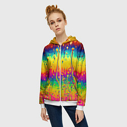 Толстовка на молнии женская Tie dye, цвет: 3D-белый — фото 2