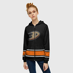 Толстовка на молнии женская Anaheim Ducks Selanne, цвет: 3D-черный — фото 2