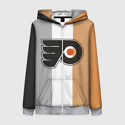 Толстовка на молнии женская Philadelphia Flyers, цвет: 3D-меланж