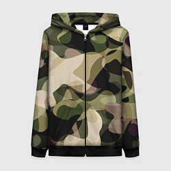 Толстовка на молнии женская Камуфляж, цвет: 3D-черный