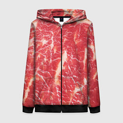 Толстовка на молнии женская Мясо, цвет: 3D-черный