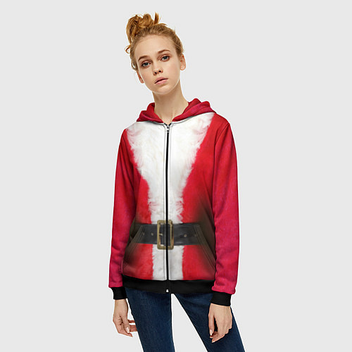 Женская толстовка на молнии Дед мороз / 3D-Черный – фото 3