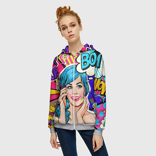Женская толстовка на молнии Pop art / 3D-Меланж – фото 3