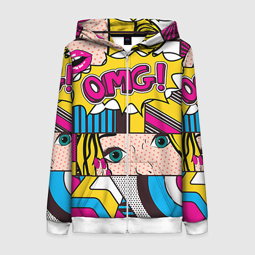 Женская толстовка на молнии POP ART / 3D-Белый – фото 1