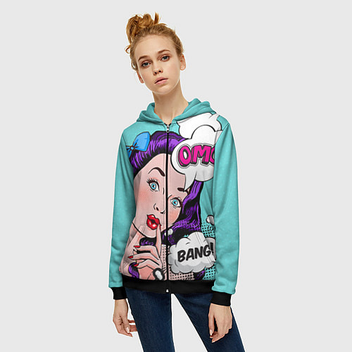 Женская толстовка на молнии PO ART / 3D-Черный – фото 3