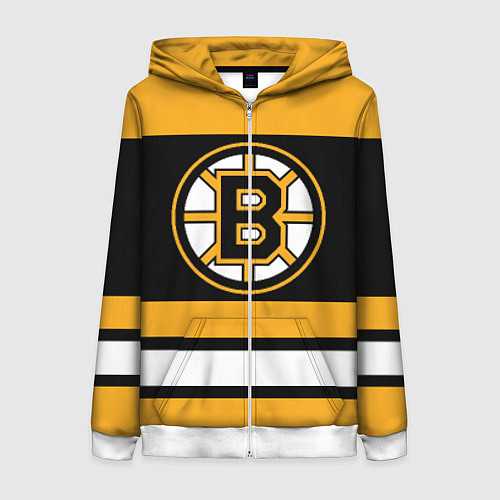 Женская толстовка на молнии Boston Bruins / 3D-Белый – фото 1