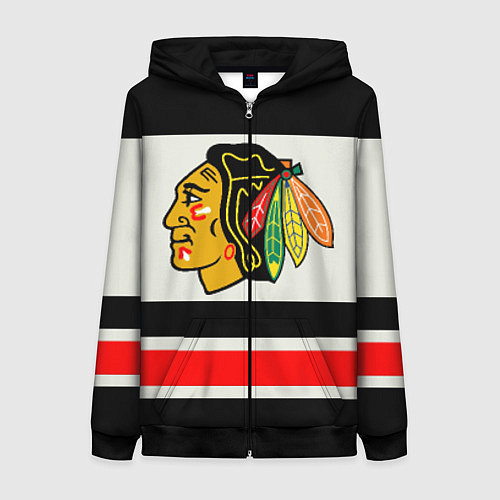 Женская толстовка на молнии Chicago Blackhawks / 3D-Черный – фото 1