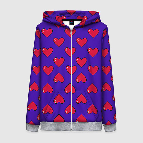 Женская толстовка на молнии Hearts Pattern / 3D-Меланж – фото 1