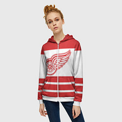 Толстовка на молнии женская Detroit Red Wings, цвет: 3D-белый — фото 2