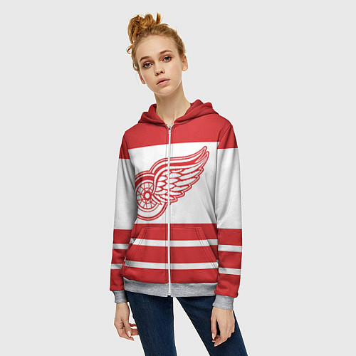 Женская толстовка на молнии Detroit Red Wings / 3D-Меланж – фото 3