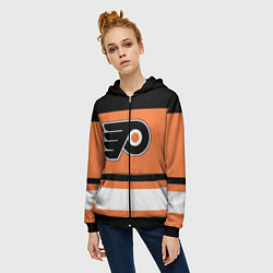 Толстовка на молнии женская Philadelphia Flyers, цвет: 3D-черный — фото 2