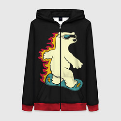 Женская толстовка на молнии Мишка на борде