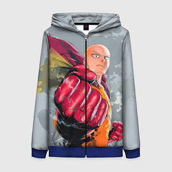 Толстовка на молнии женская One Punch Man Fist, цвет: 3D-синий