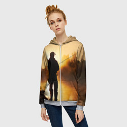 Толстовка на молнии женская Вечерний рыбак, цвет: 3D-меланж — фото 2