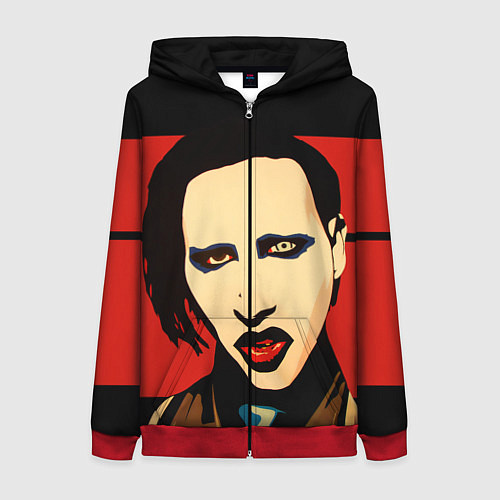 Женская толстовка на молнии Mаrilyn Manson / 3D-Красный – фото 1