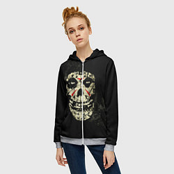 Толстовка на молнии женская Misfits: Death Face, цвет: 3D-меланж — фото 2