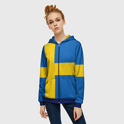 Толстовка на молнии женская Швеция, цвет: 3D-синий — фото 2