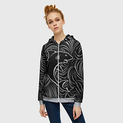 Толстовка на молнии женская Акула в в морской пучине, цвет: 3D-меланж — фото 2