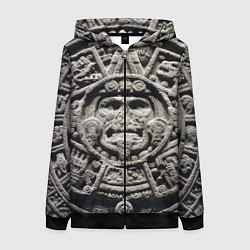 Толстовка на молнии женская Календарь ацтеков, цвет: 3D-черный
