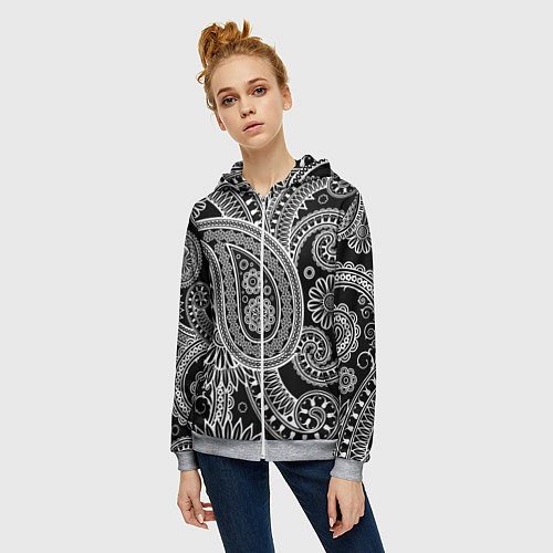 Женская толстовка на молнии Paisley / 3D-Меланж – фото 3