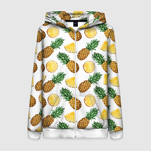 Женская толстовка на молнии Ананасы 6 / 3D-Белый – фото 1