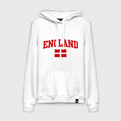 Толстовка-худи хлопковая женская England Football, цвет: белый