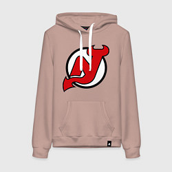 Толстовка-худи хлопковая женская New Jersey Devils, цвет: пыльно-розовый