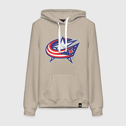 Толстовка-худи хлопковая женская Columbus Blue Jackets, цвет: миндальный