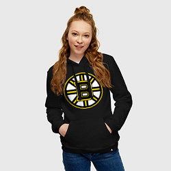 Толстовка-худи хлопковая женская Boston Bruins, цвет: черный — фото 2