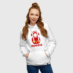 Толстовка-худи хлопковая женская Russia dj, цвет: белый — фото 2
