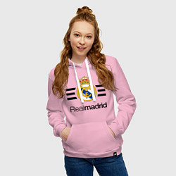 Толстовка-худи хлопковая женская Real Madrid Lines, цвет: светло-розовый — фото 2