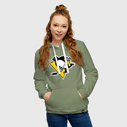 Толстовка-худи хлопковая женская Pittsburgh Penguins: Malkin 71, цвет: авокадо — фото 2