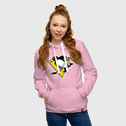 Толстовка-худи хлопковая женская Pittsburgh Penguins: Malkin 71, цвет: светло-розовый — фото 2
