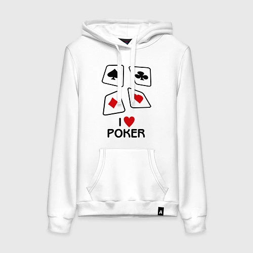 Женская толстовка-худи I love poker / Белый – фото 1