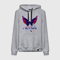 Толстовка-худи хлопковая женская Washington Capitals: Ovechkin, цвет: меланж