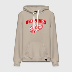 Толстовка-худи хлопковая женская Detroit Red Wings, цвет: миндальный