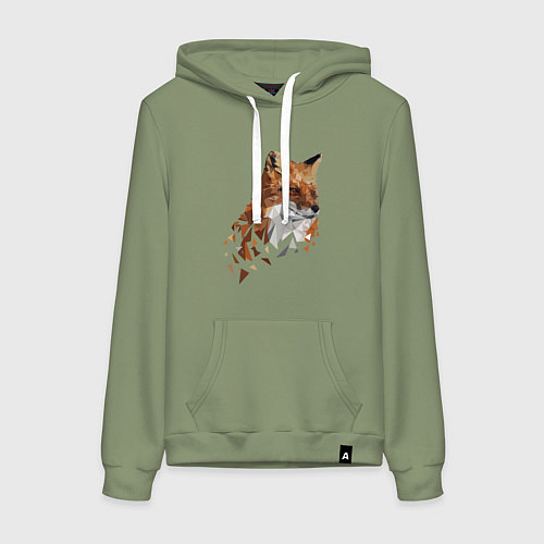 Женская толстовка-худи Полигональный лис / Авокадо – фото 1