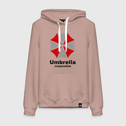 Толстовка-худи хлопковая женская Umbrella corporation, цвет: пыльно-розовый