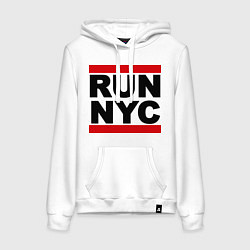 Толстовка-худи хлопковая женская Run NYC, цвет: белый