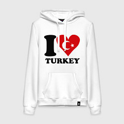 Толстовка-худи хлопковая женская I love turkey, цвет: белый