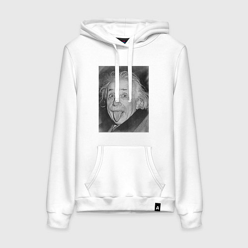 Женская толстовка-худи Энштейн дурачится / Белый – фото 1