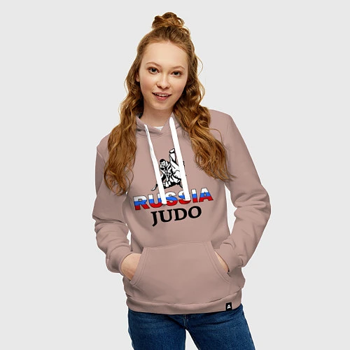 Женская толстовка-худи Russia judo / Пыльно-розовый – фото 3