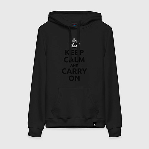 Женская толстовка-худи Keep Calm & Carry On / Черный – фото 1