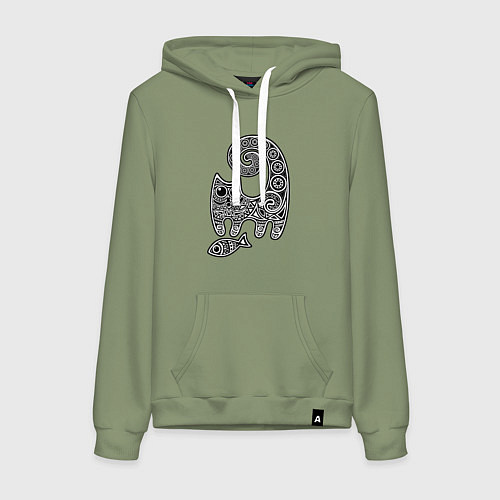 Женская толстовка-худи Кот3 / Авокадо – фото 1