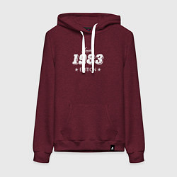 Толстовка-худи хлопковая женская Limited Edition 1983, цвет: меланж-бордовый